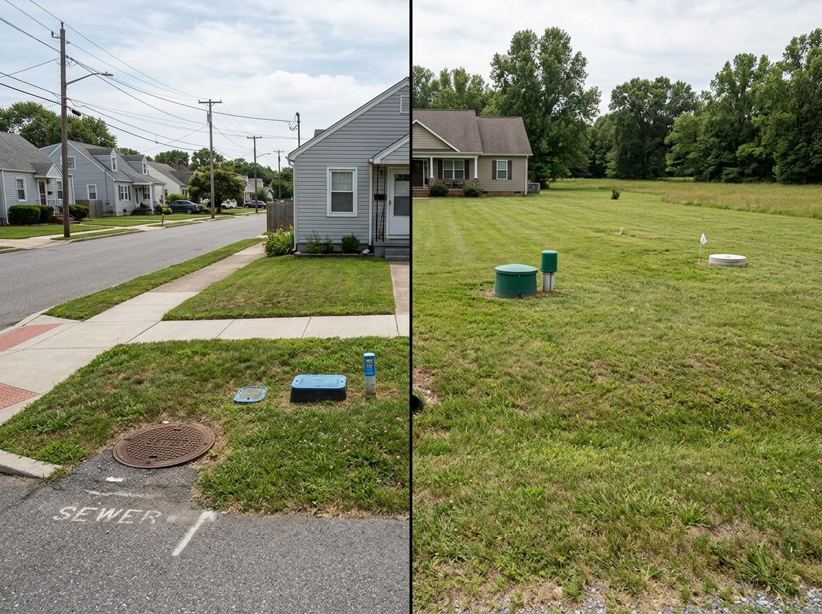 Comparison graphic showing building requirements inside versus outside Baltimore County's Urban-Rural Demarcation Line