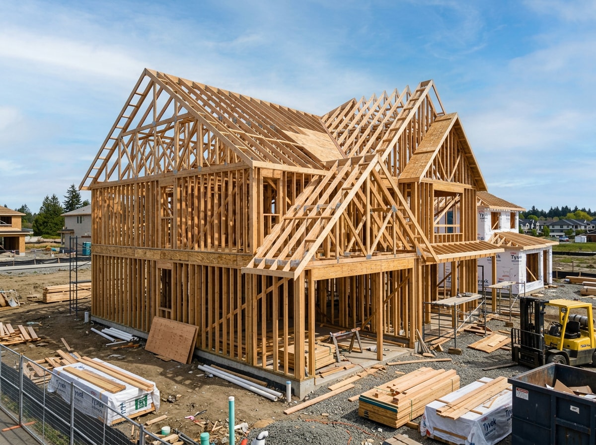 Step-by-step timeline graphic showing custom home construction phases in Harford County