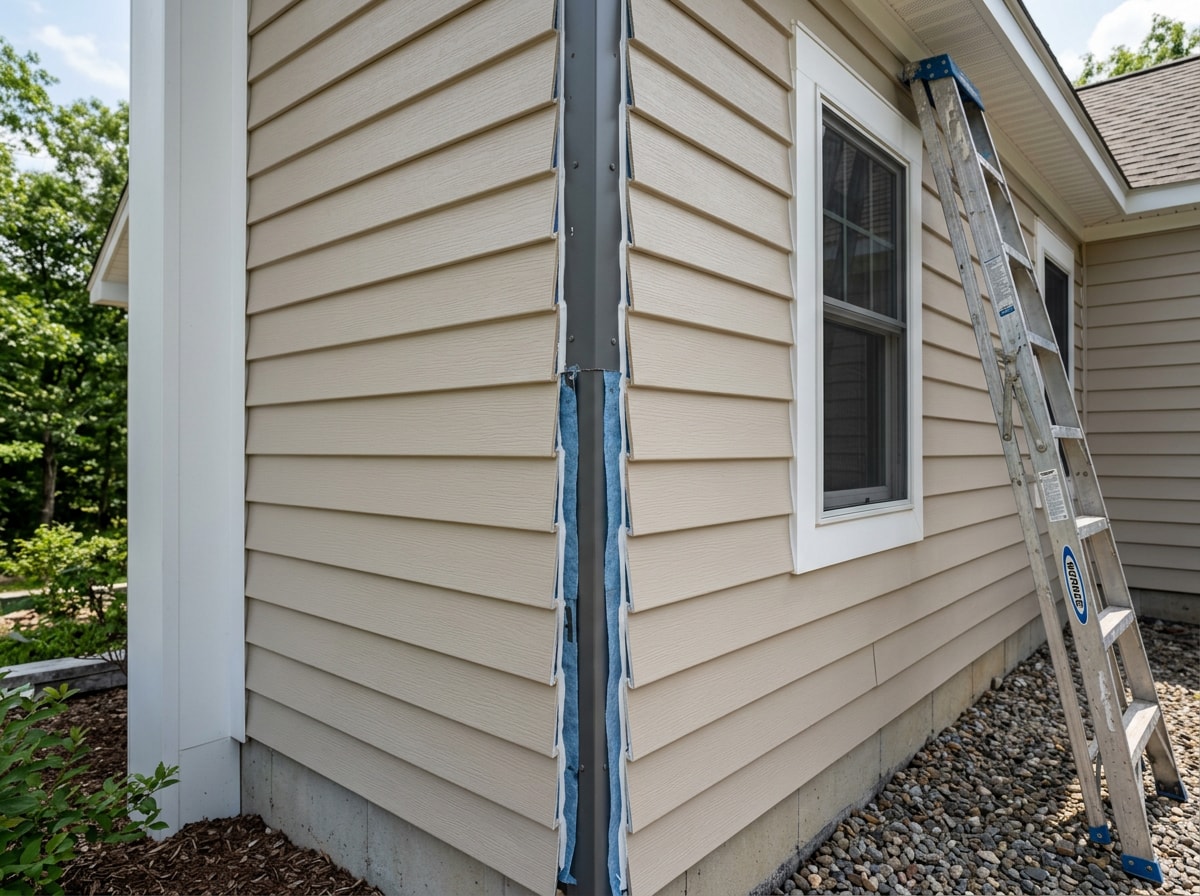 Local Cecil County general contractor crew finishing exterior siding on a new home