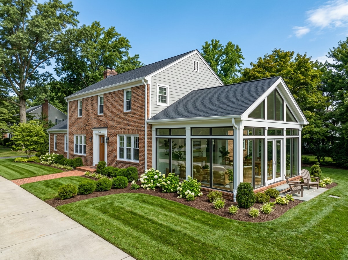 Completed attached sunroom addition on a Southern Cecil County, Maryland home