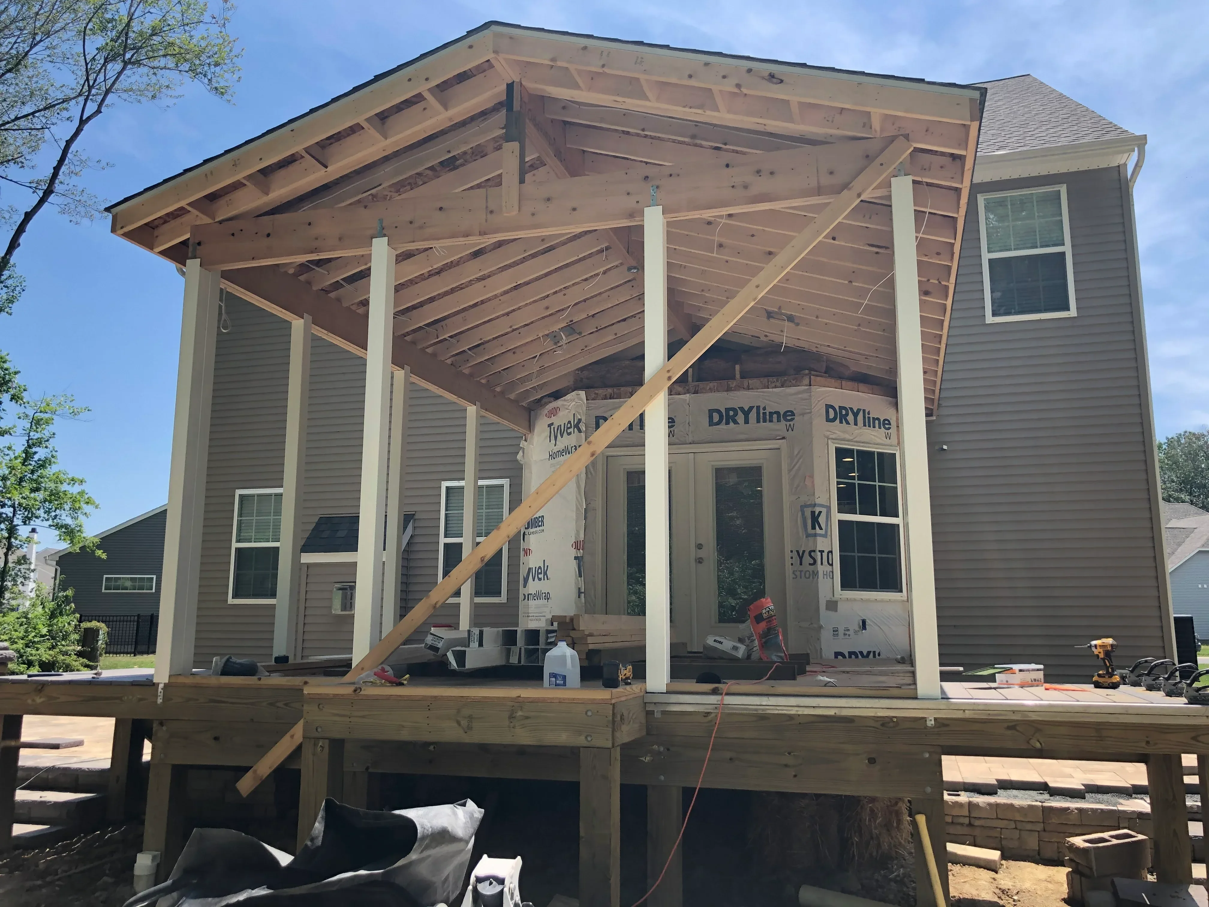 General contractor team working on home addition in Baltimore County